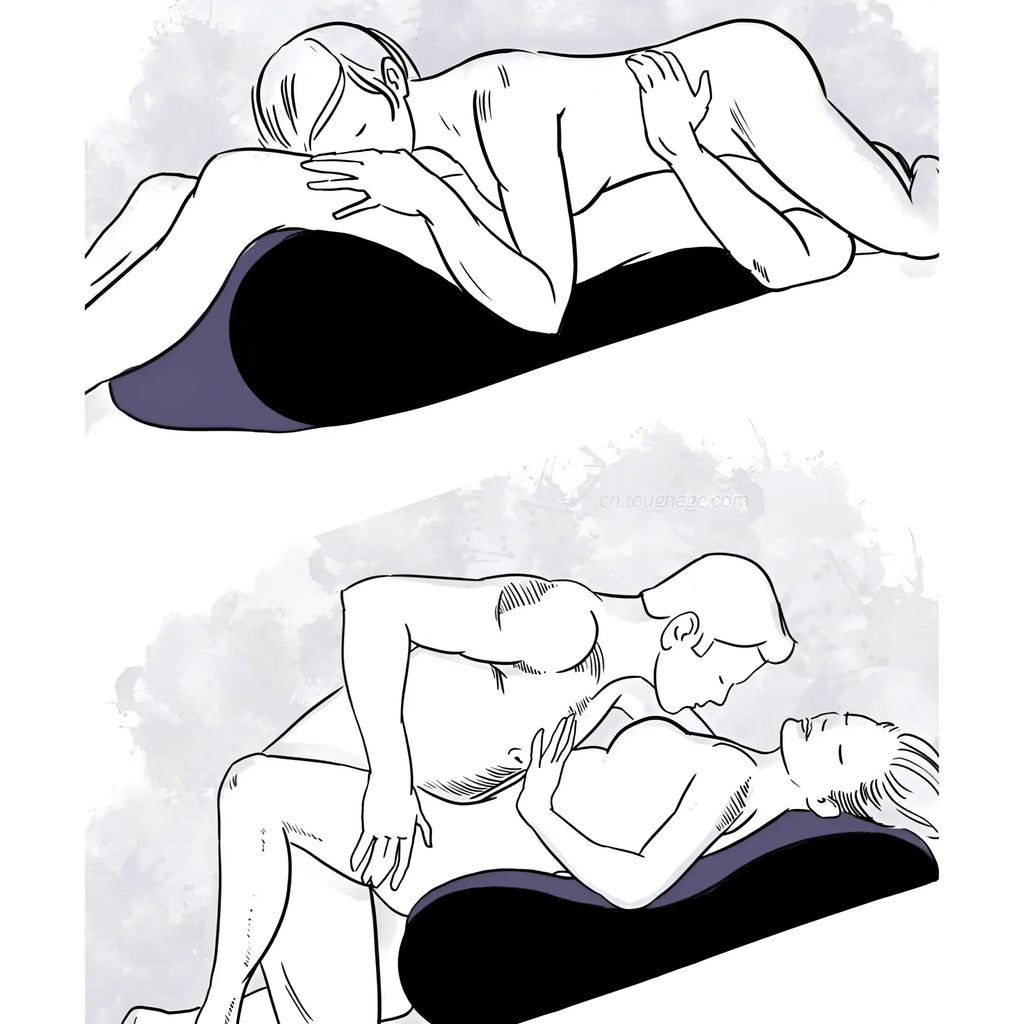 Black and purple curved inflatable mini sex positioning mattress for enhanced comfort and support during intimacy