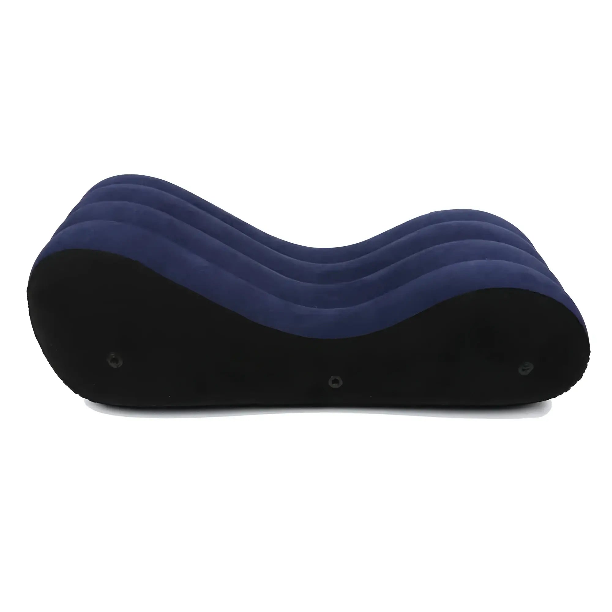 Daytona large inflatable mini sex positioning mattress in blue and black with a curved plush cushioned surface