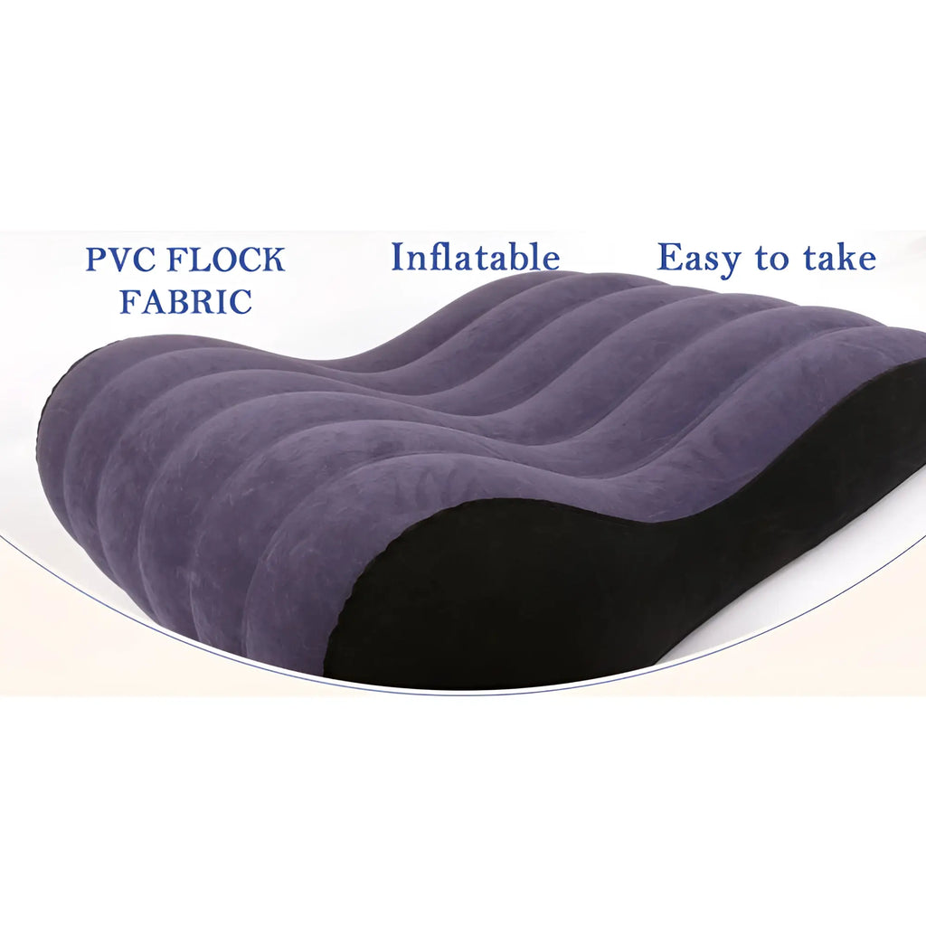 Daytona large inflatable mini sex positioning mattress in purple and black pvc flock fabric with wavy contoured design