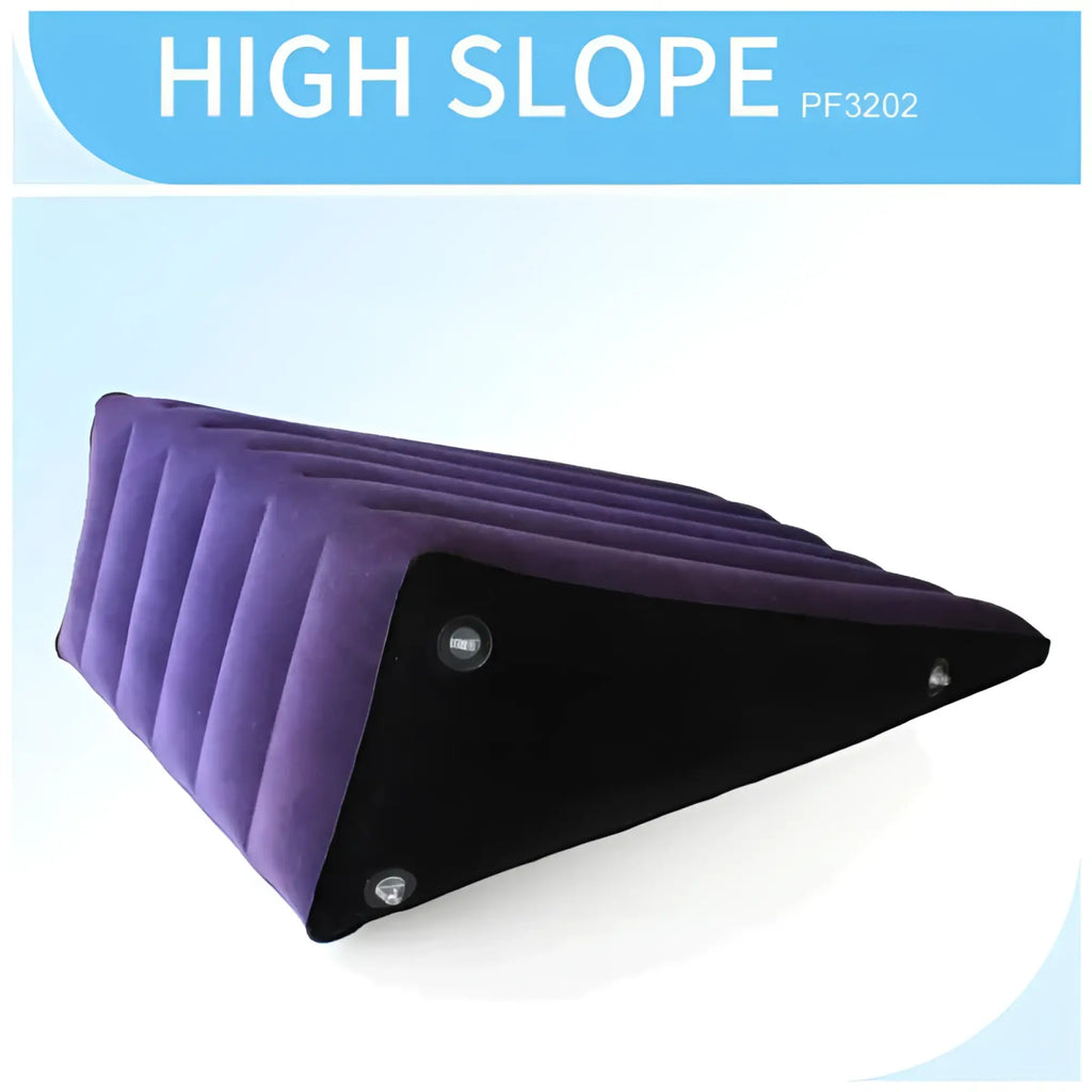 Daytona large inflatable sex positioning wedge cushion purple with black base and vertical ridges model pf3202