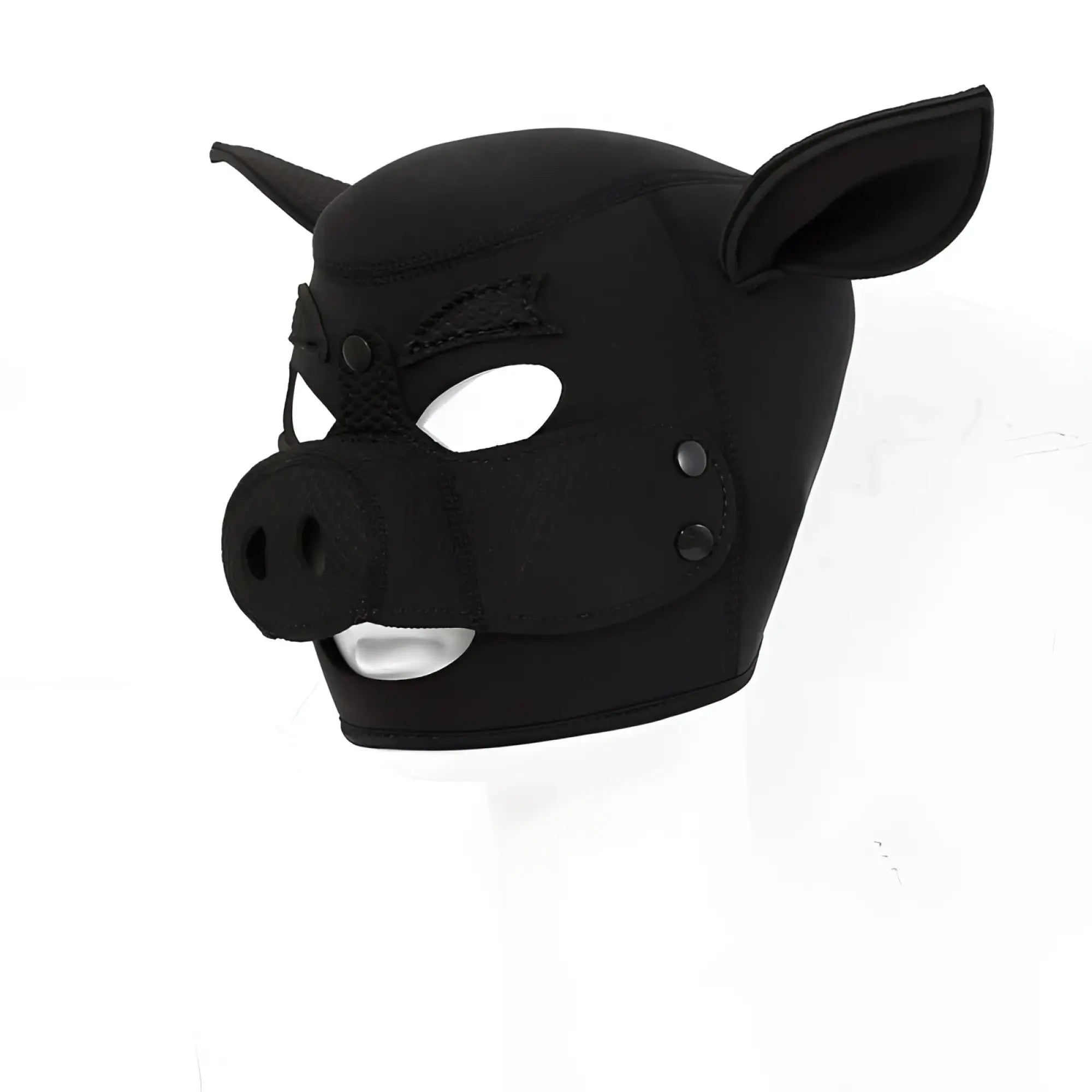 Daytona neoprene pig mask black made of smooth flexible neoprene with stitched details and metal fasteners