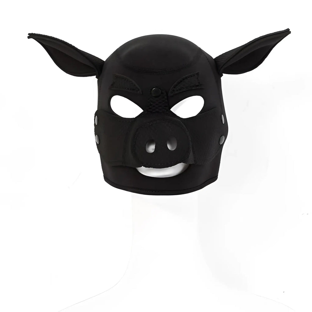 Daytona neoprene black pig mask with stitched details and adjustable straps for comfortable wear