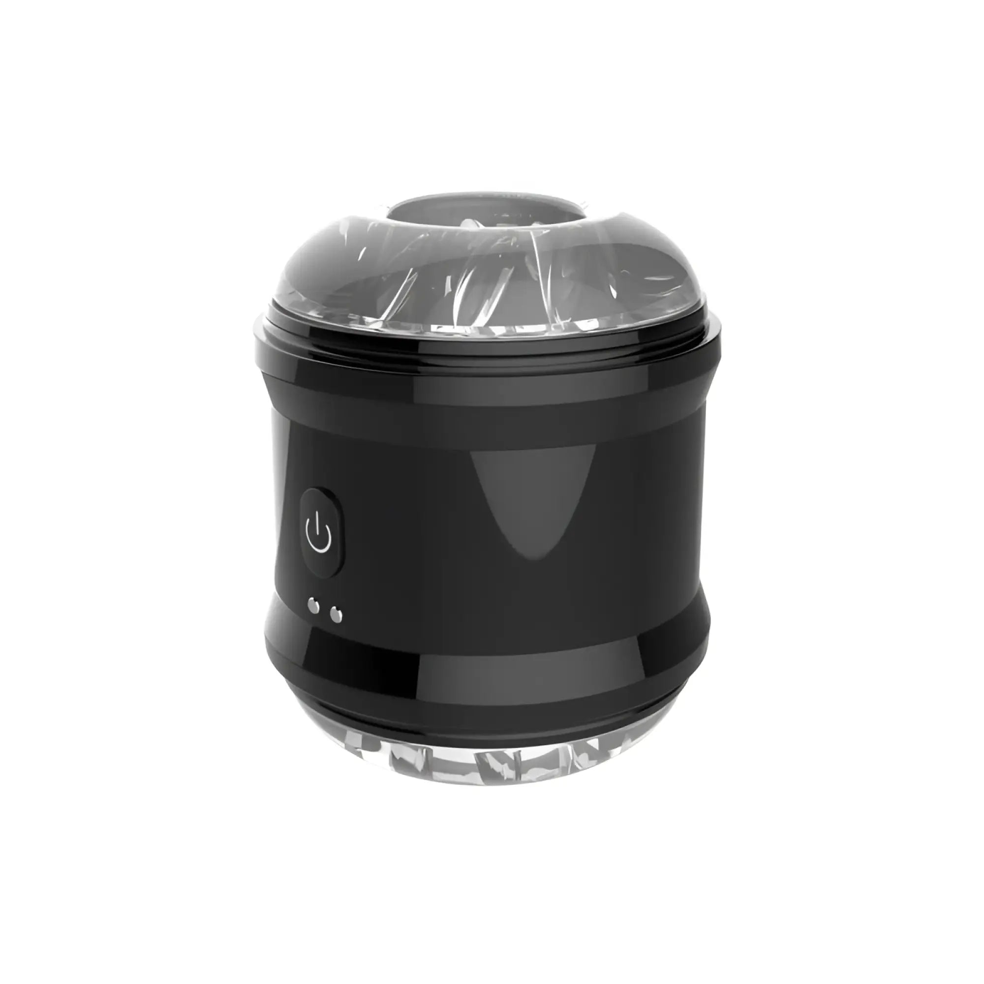 Daytona Onyx dual open ended penis trainer black cylindrical device with transparent dome top and side power button