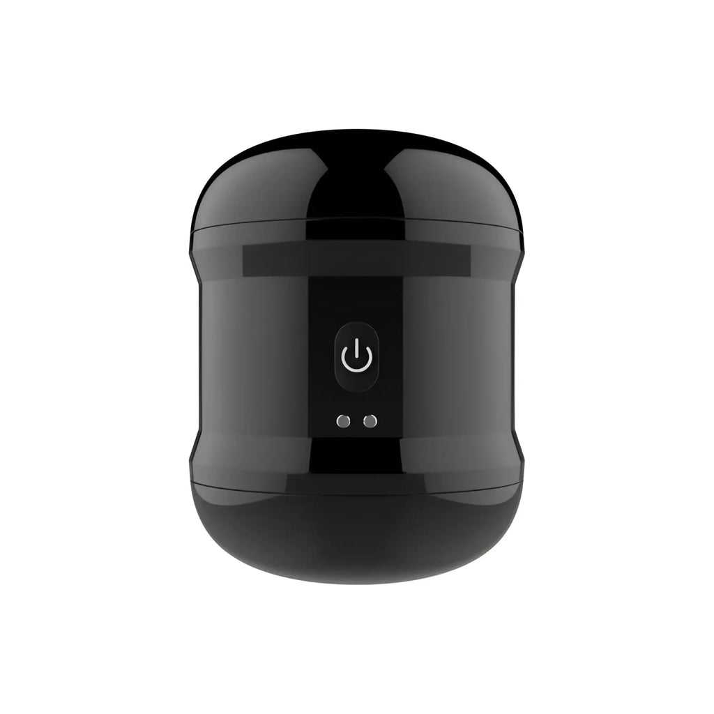 Daytona onyx dual open ended penis trainer black glossy cylindrical device with power button and two indicator lights