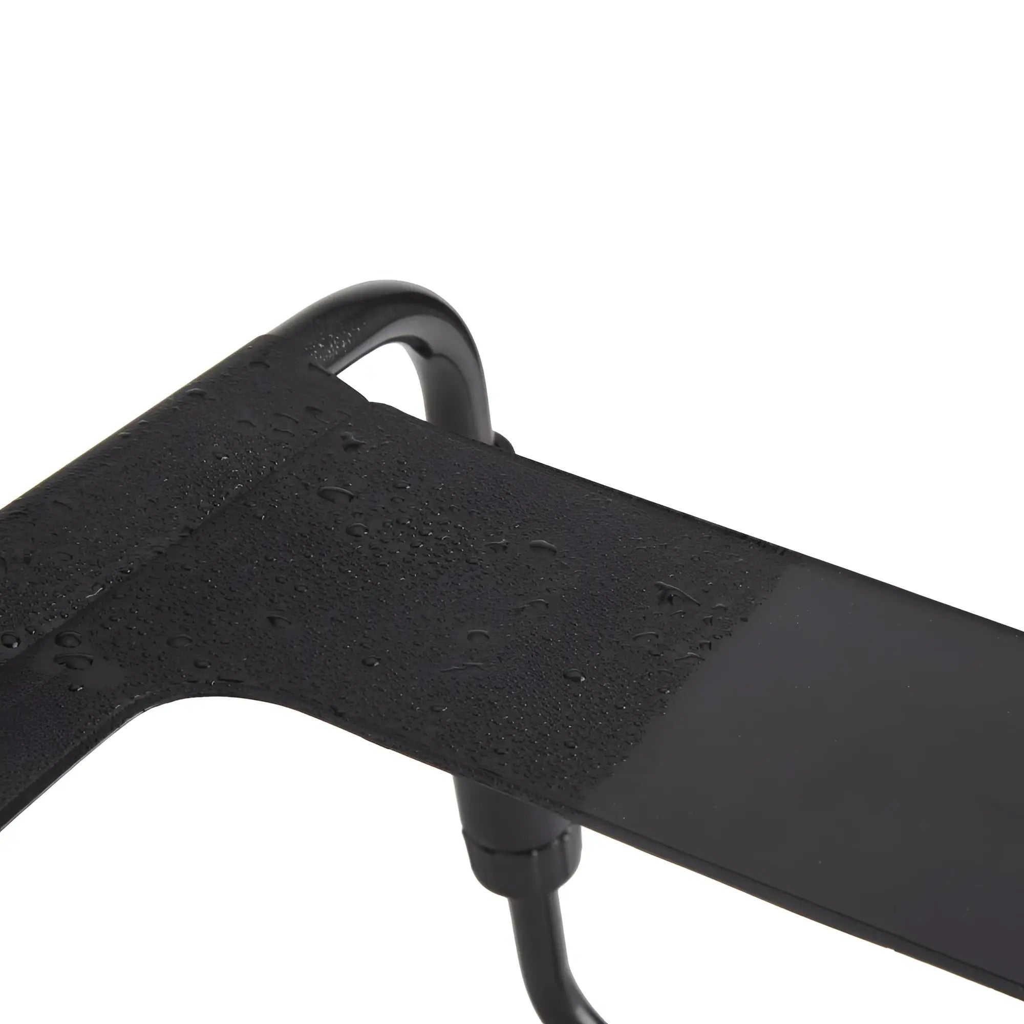 Black textured grip handle with smooth matte finish and rounded edges on daytona sex chair adjustable height black tpu seat