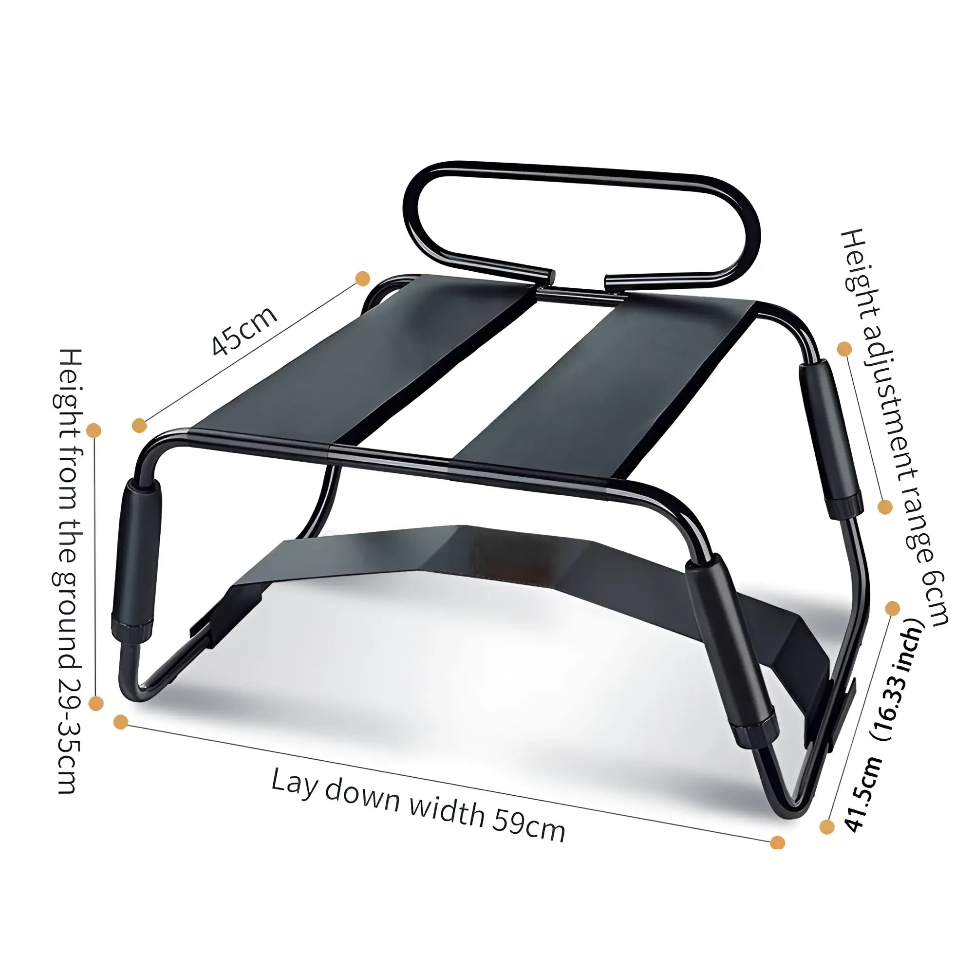 Daytona sex chair adjustable height black black metal and fabric reclining chair with padded seat and backrest