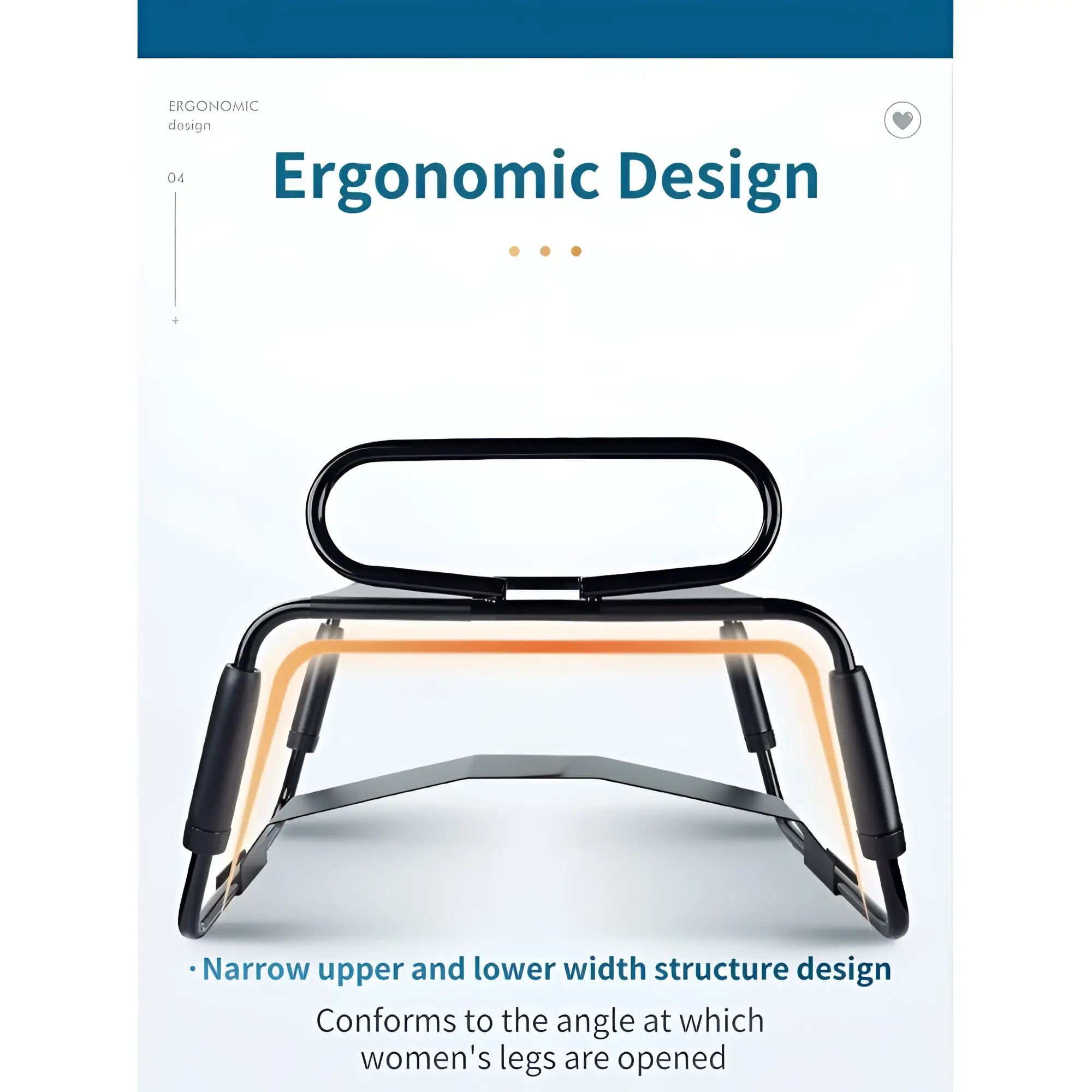 Black metal leg support on daytona sex chair with ergonomic narrow widths designed to fit women’s leg angles
