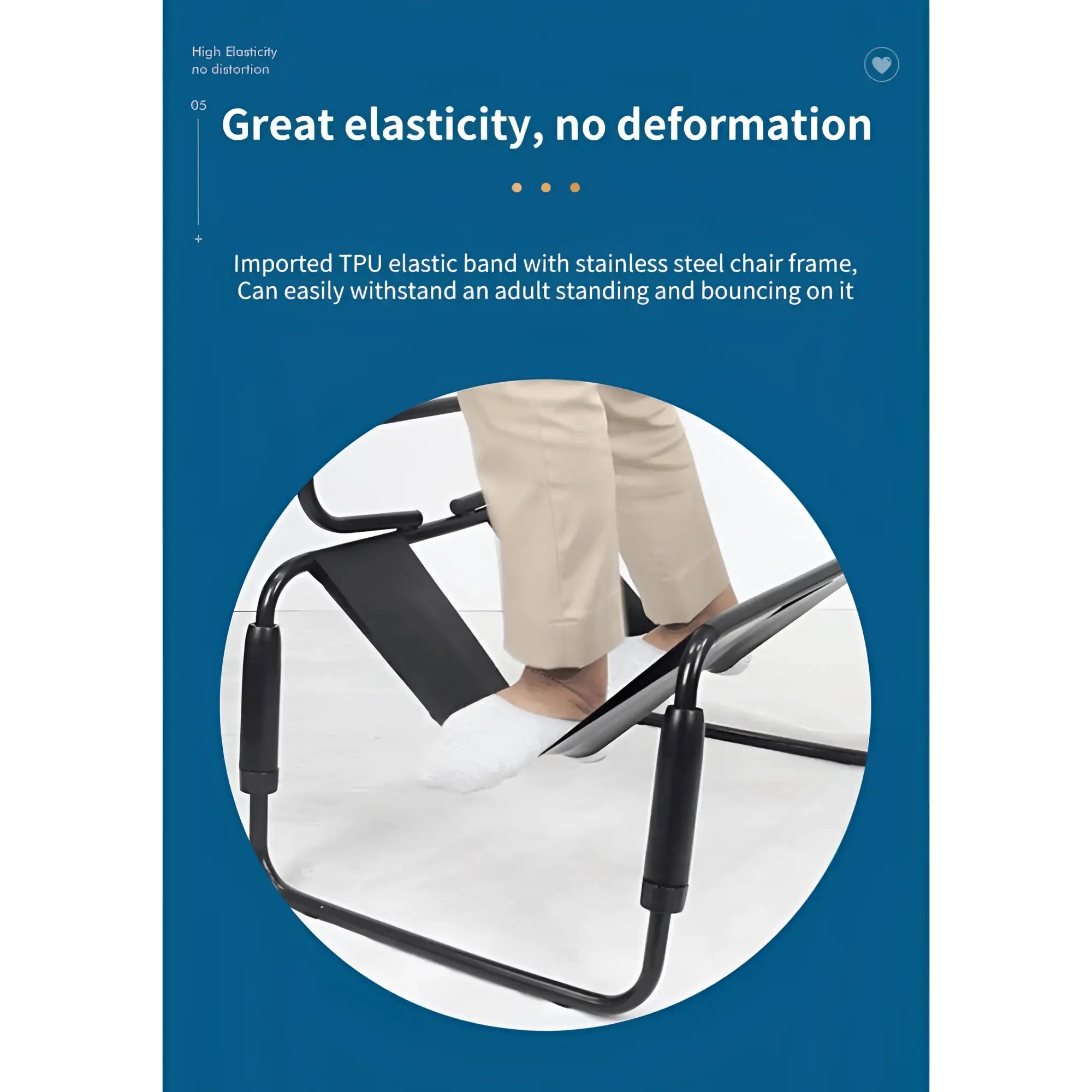 Black tpu elastic band on stainless steel frame of daytona sex chair adjustable height with handle and arch bridge