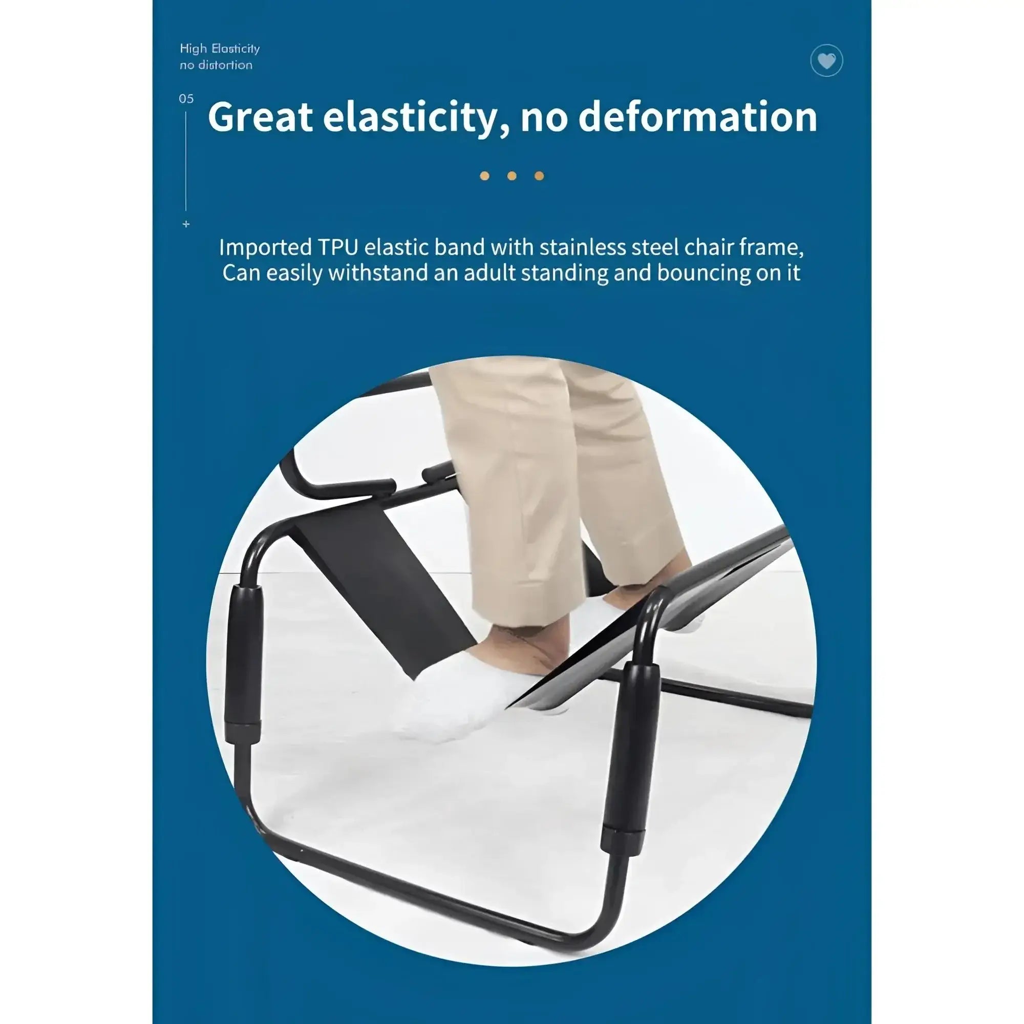 Black tpu elastic band on stainless steel frame of daytona sex chair adjustable height with handle and arch bridge