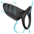 Black silicone daytona surge vibrating cock ring with curved ergonomic design and glowing blue light accents