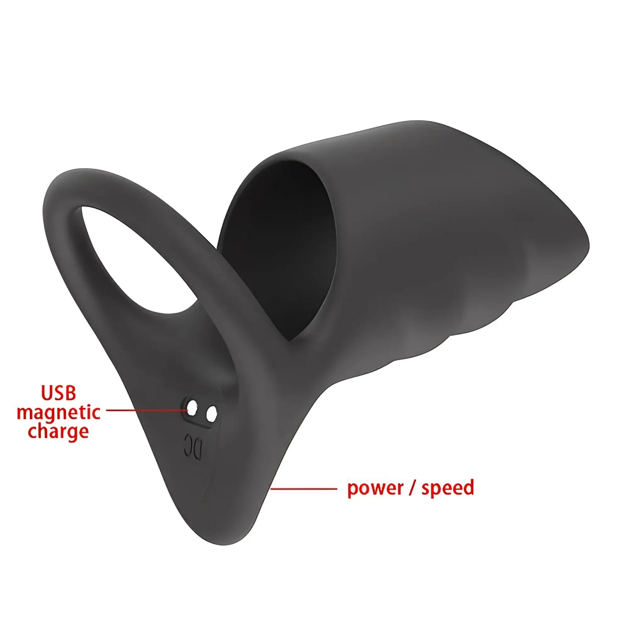 Black silicone daytona surge vibrating penis sleeve cock ring with usb magnetic charging port and speed control button