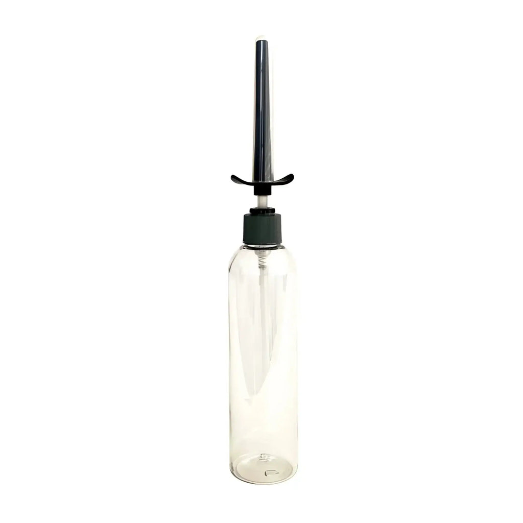 Clear plastic demon kat spout silicone lube injector bottle with black pump dispenser and cap