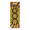 Demon kat stacker rings 3 pc set black silicone stacker rings in package with red and yellow sunburst design