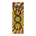 Demon kat stacker rings 3 pc set black silicone stacker rings in package with red and yellow sunburst design