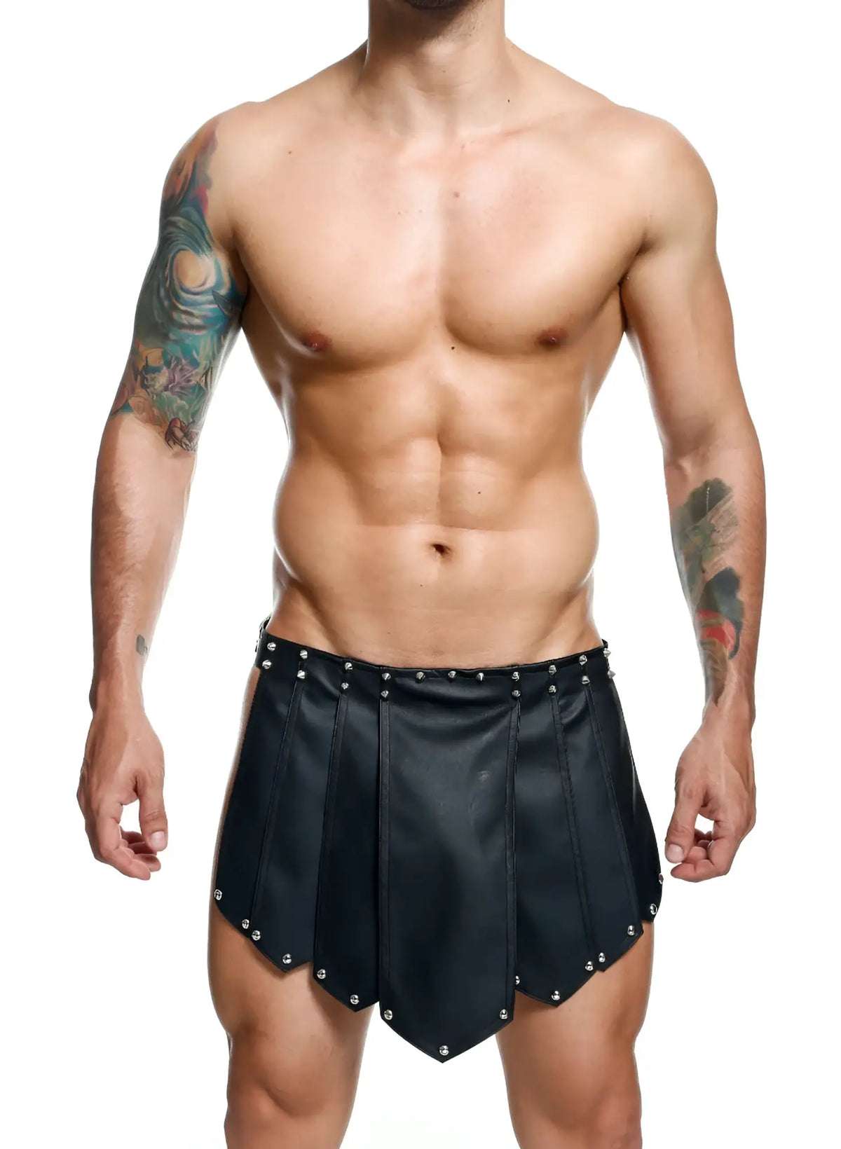 Dngeon roman skirt new colors black faux leather shorts with silver studs along the hem and sides