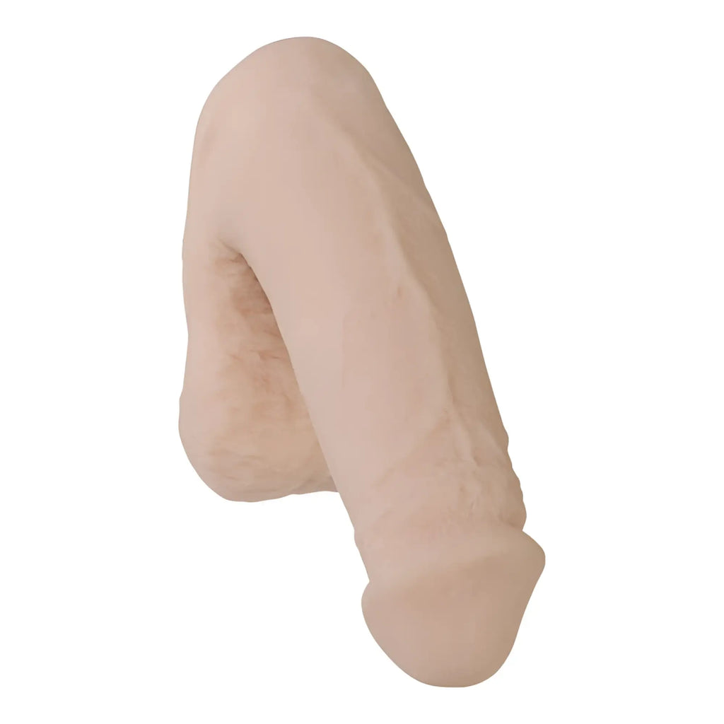 Beige silicone phallus-shaped toy with realistic texture and contours doc johnson pack it lite vanilla