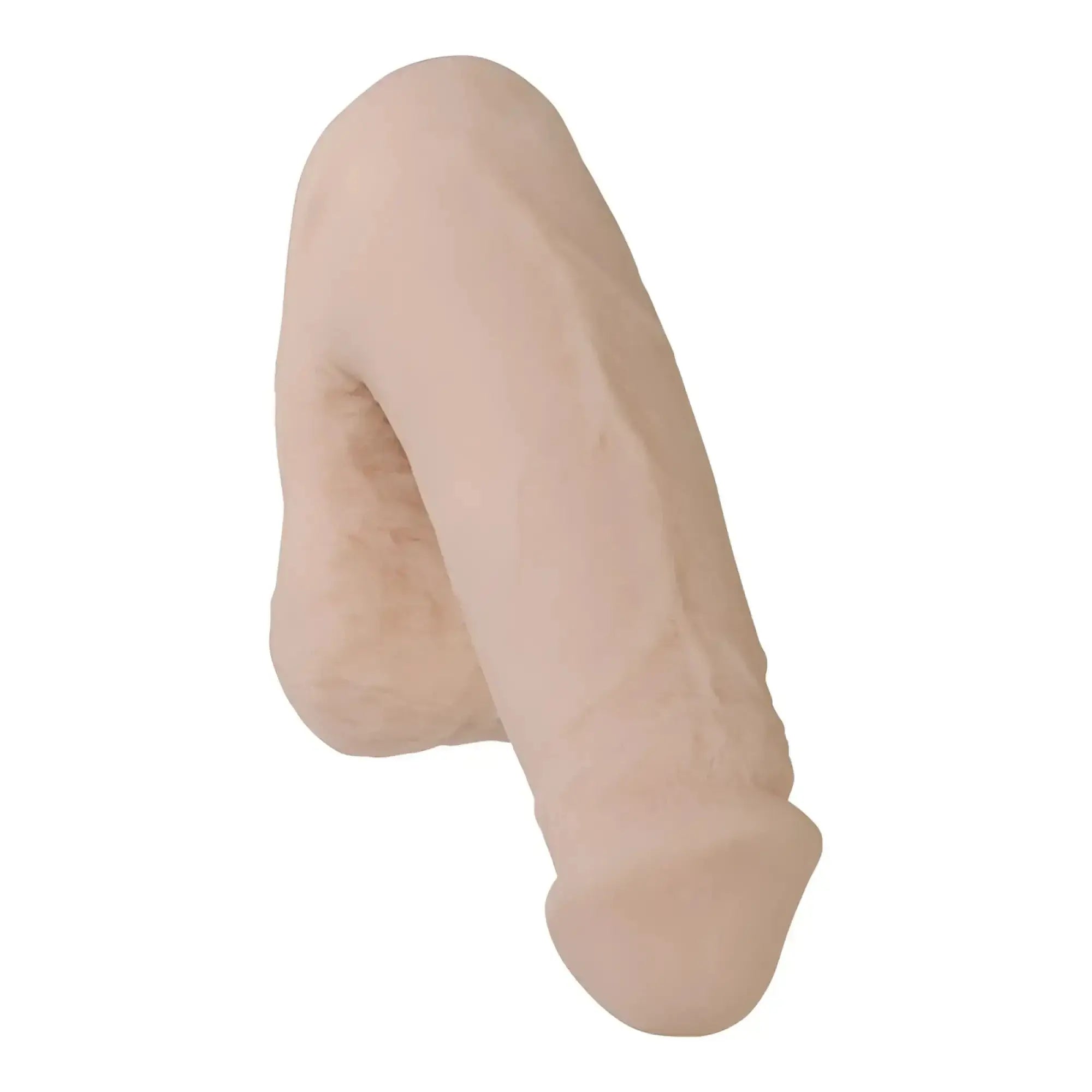 Beige silicone phallus-shaped toy with realistic texture and contours doc johnson pack it lite vanilla