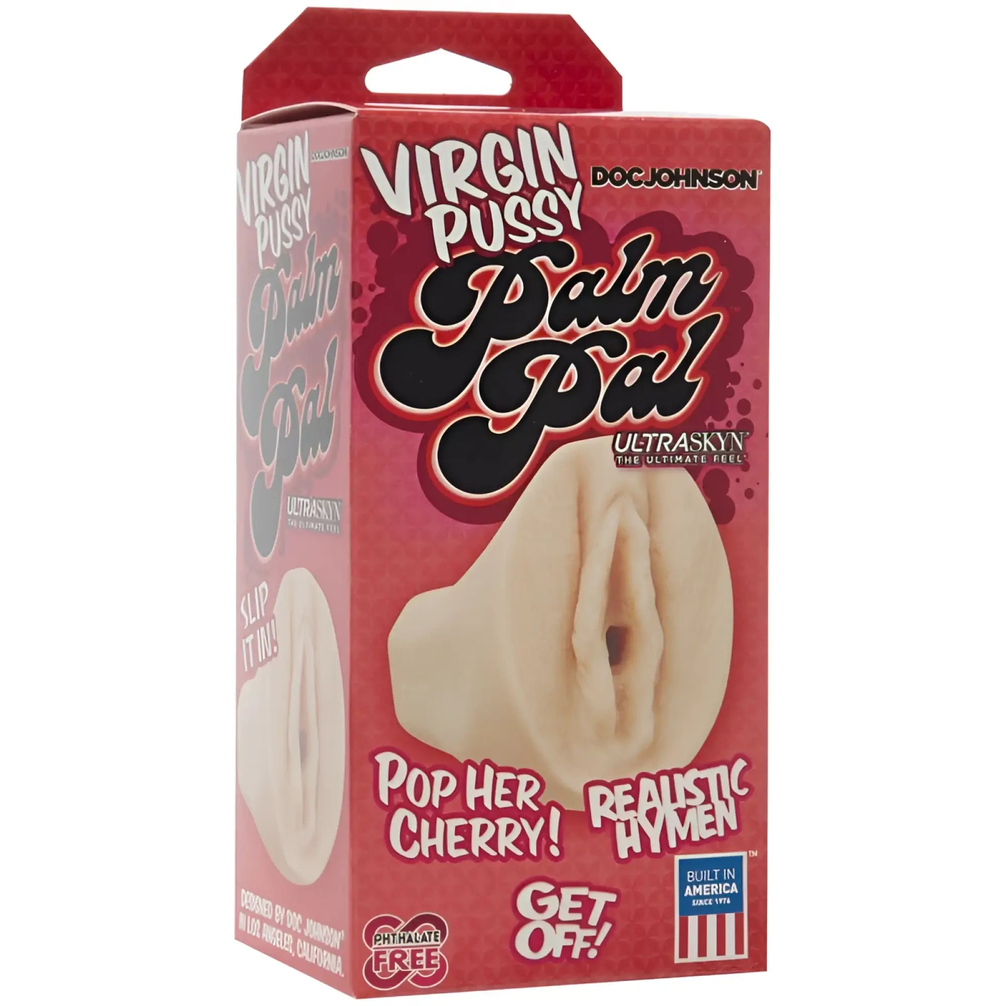 Doc Johnson Palm Pal Ultraskyn Virgin Pussy white beige silicone realistic hymen design male masturbator