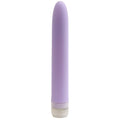 Doc Johnson Velvet Touch Vibe lavender sleek silicone vibrational toy with smooth rounded design and clear plastic base
