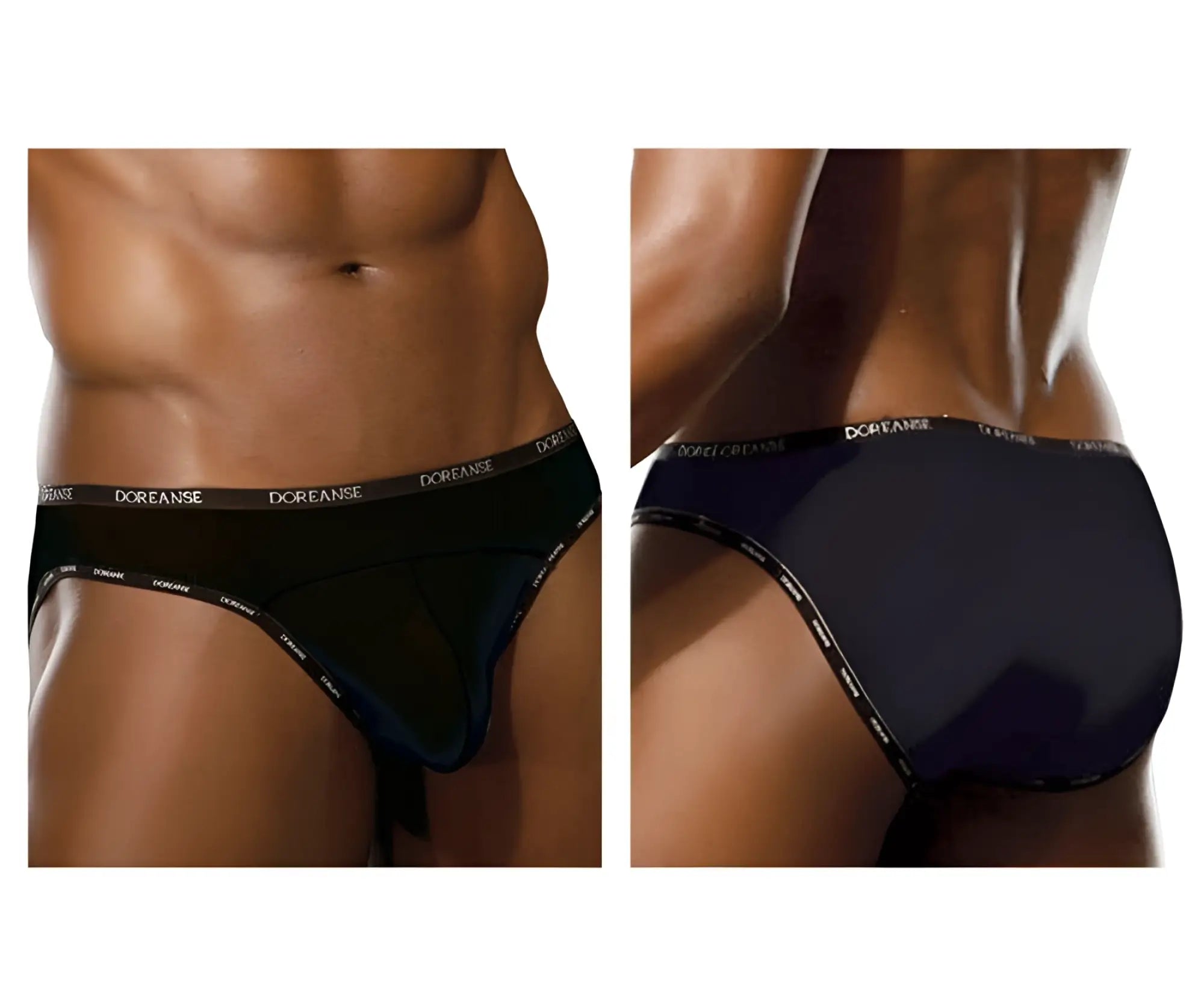 Black doreanse 1215-BLK naked bikini briefs with branded elastic waistband and side ties for men