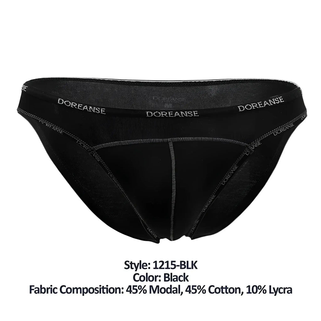 Black doreanse 1215-BLK naked bikini briefs made from modal cotton and lycra blend showing front side