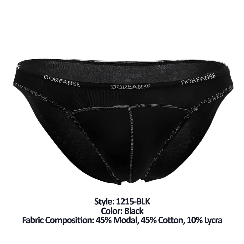 Black doreanse 1215-BLK naked bikini briefs made from modal cotton and lycra blend showing front side