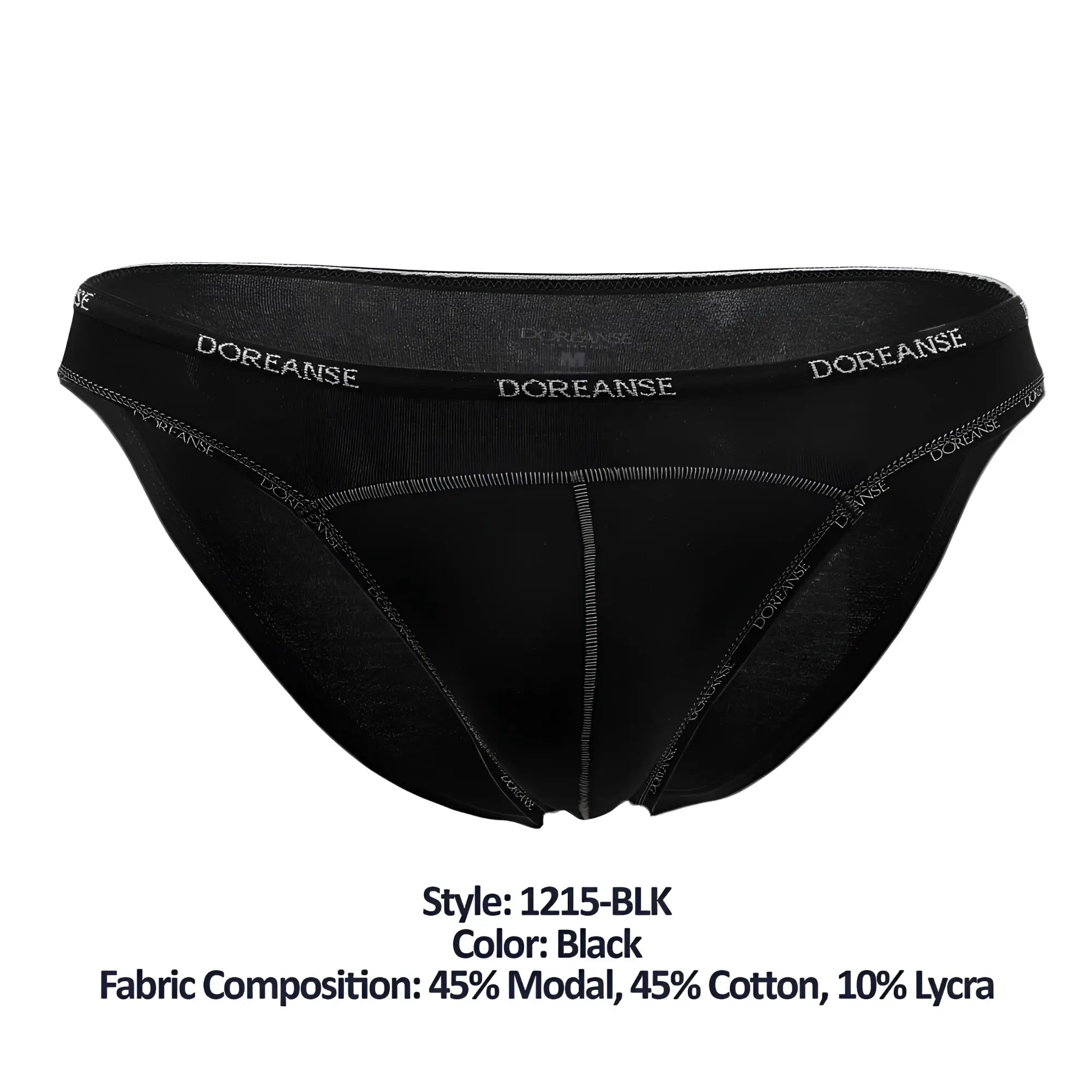 Black doreanse 1215-BLK naked bikini briefs made from modal cotton and lycra blend showing front side