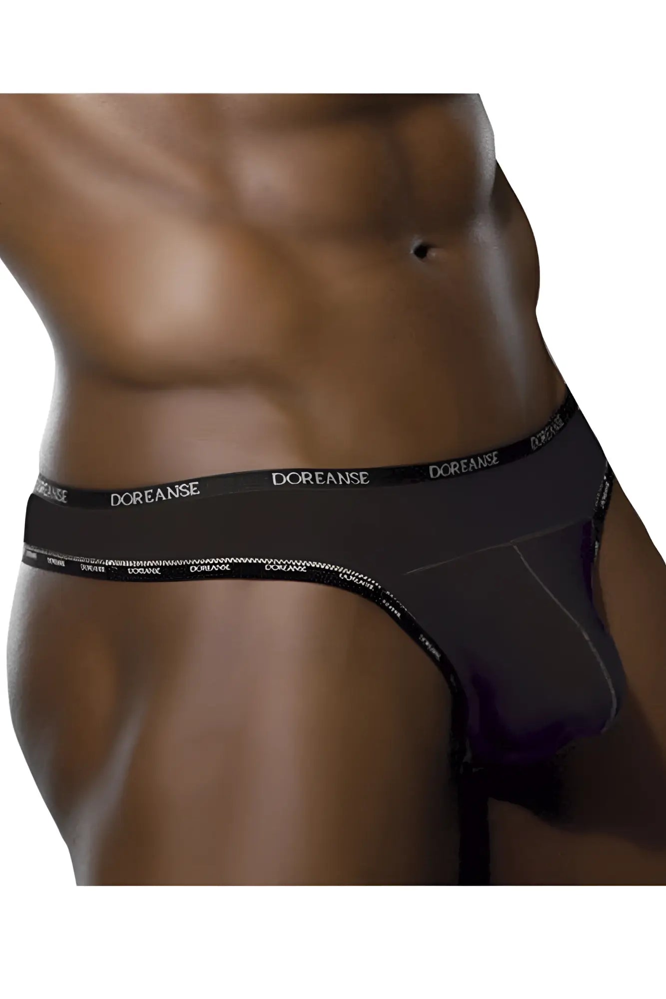 Black doreanse 1216 blk naked thong briefs with sleek form-fitting design and subtle white stitching along edges
