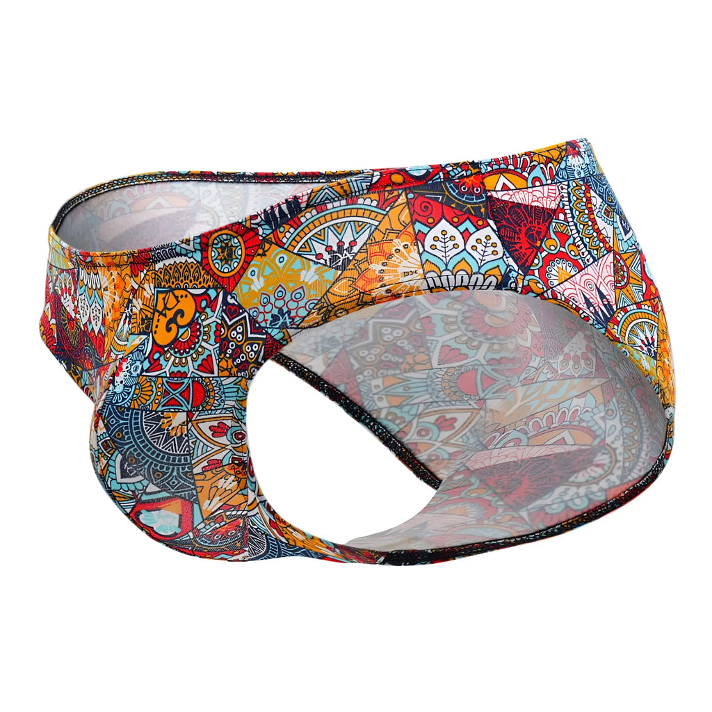 Doreanse 1217-prn groovy bikini color printed men’s briefs with colorful mandala patterns on stretchy fabric