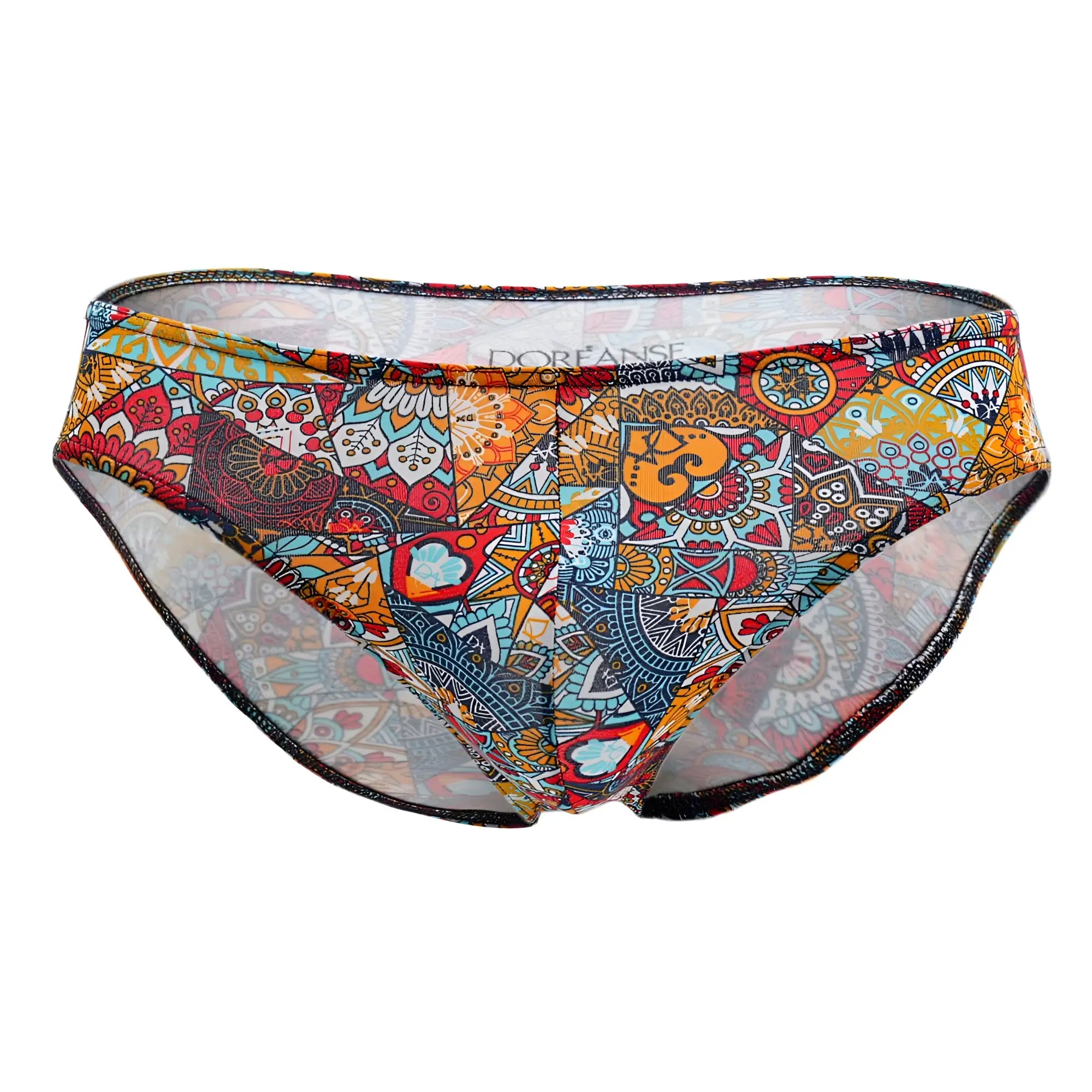 Doreanse 1217-PRN groovy bikini color printed vibrant patterned men’s briefs with colorful mosaic design on stretchy fabric