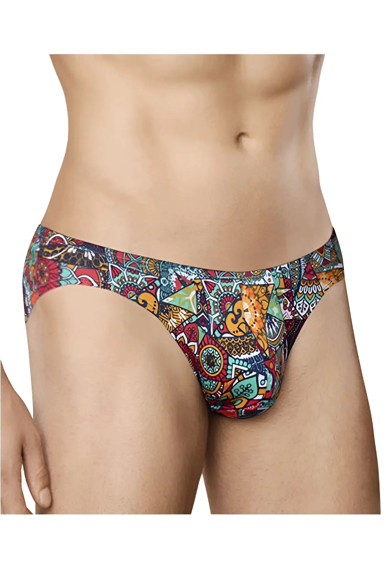Doreanse 1217-prn groovy bikini color printed vibrant patterned men’s briefs with colorful tribal and geometric design