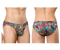 Doreanse 1217-prn groovy bikini color printed vibrant swim trunks with colorful geometric and tribal teal orange design