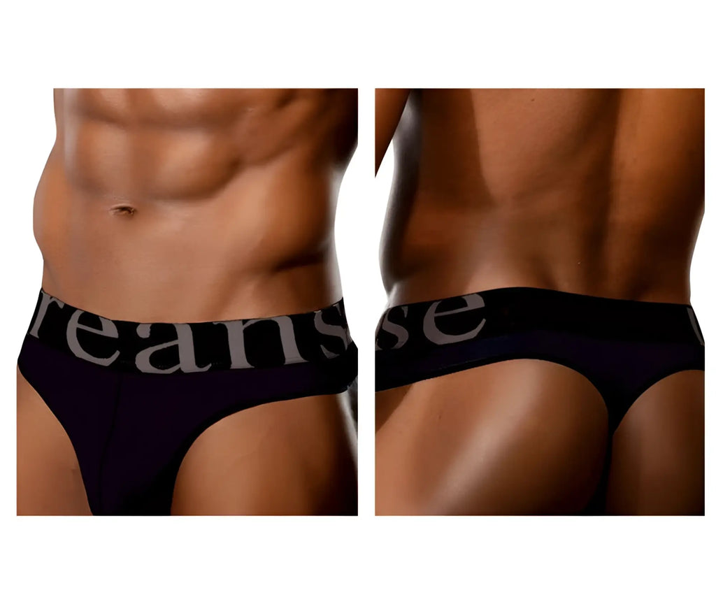 Black doreanse 1250-blk briefs with wide elastic waistband featuring silver reanse lettering