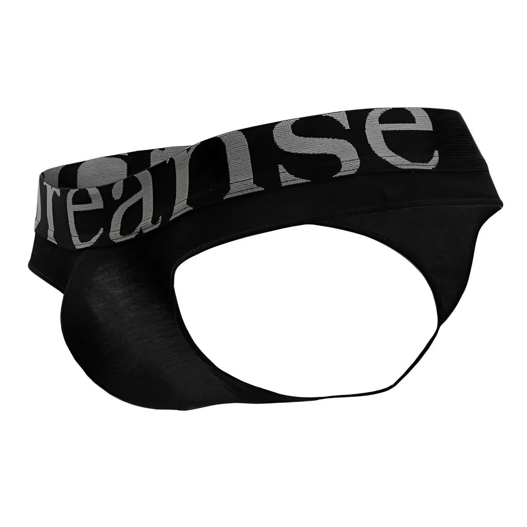 Black doreanse 1250-blk men’s briefs with wide waistband and gray reaise logo in black color