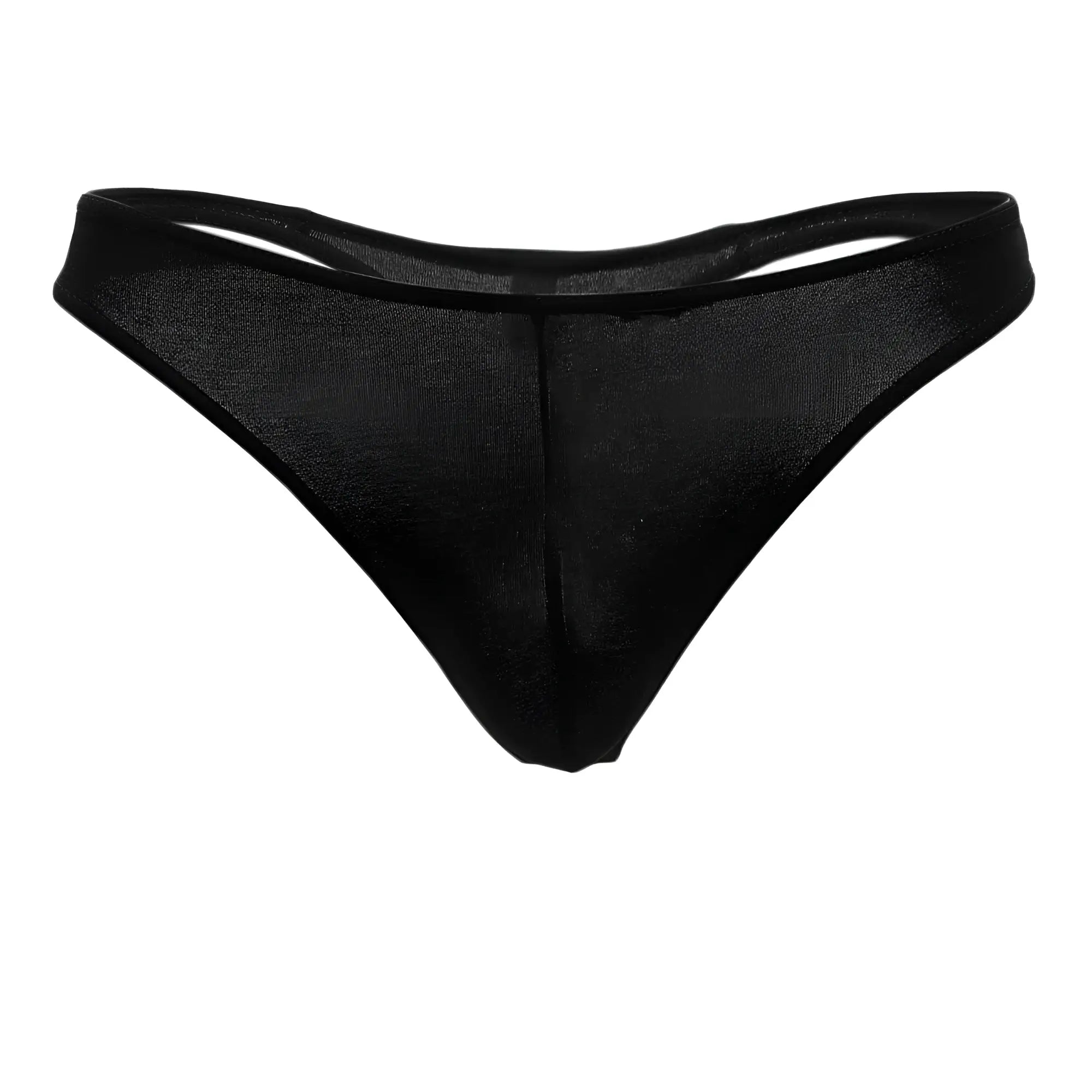 Black sheer mesh Doreanse 1280-BLK hang-loose thong with smooth form-fitting design shown from the back side