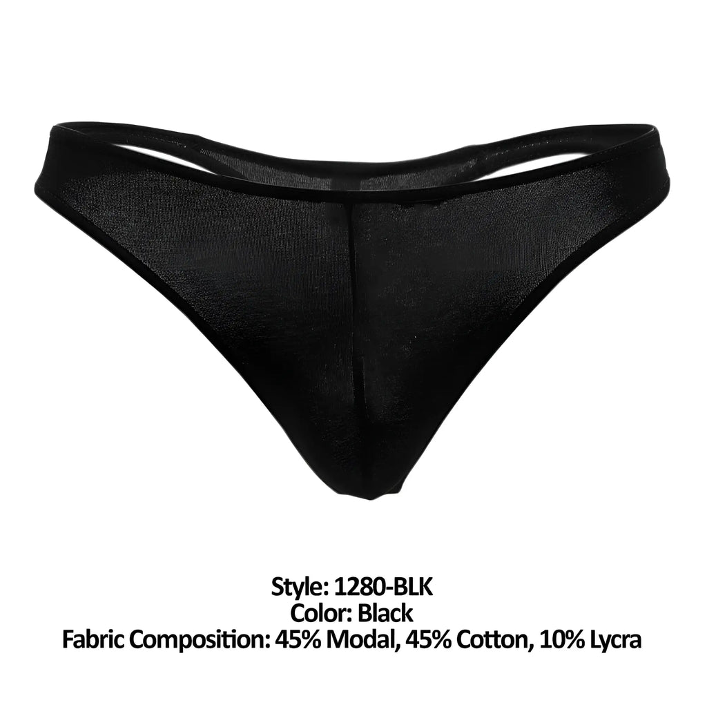 Doreanse 1280-BLK hang-loose black sheer mesh thong with smooth form-fitting design shown from the back side