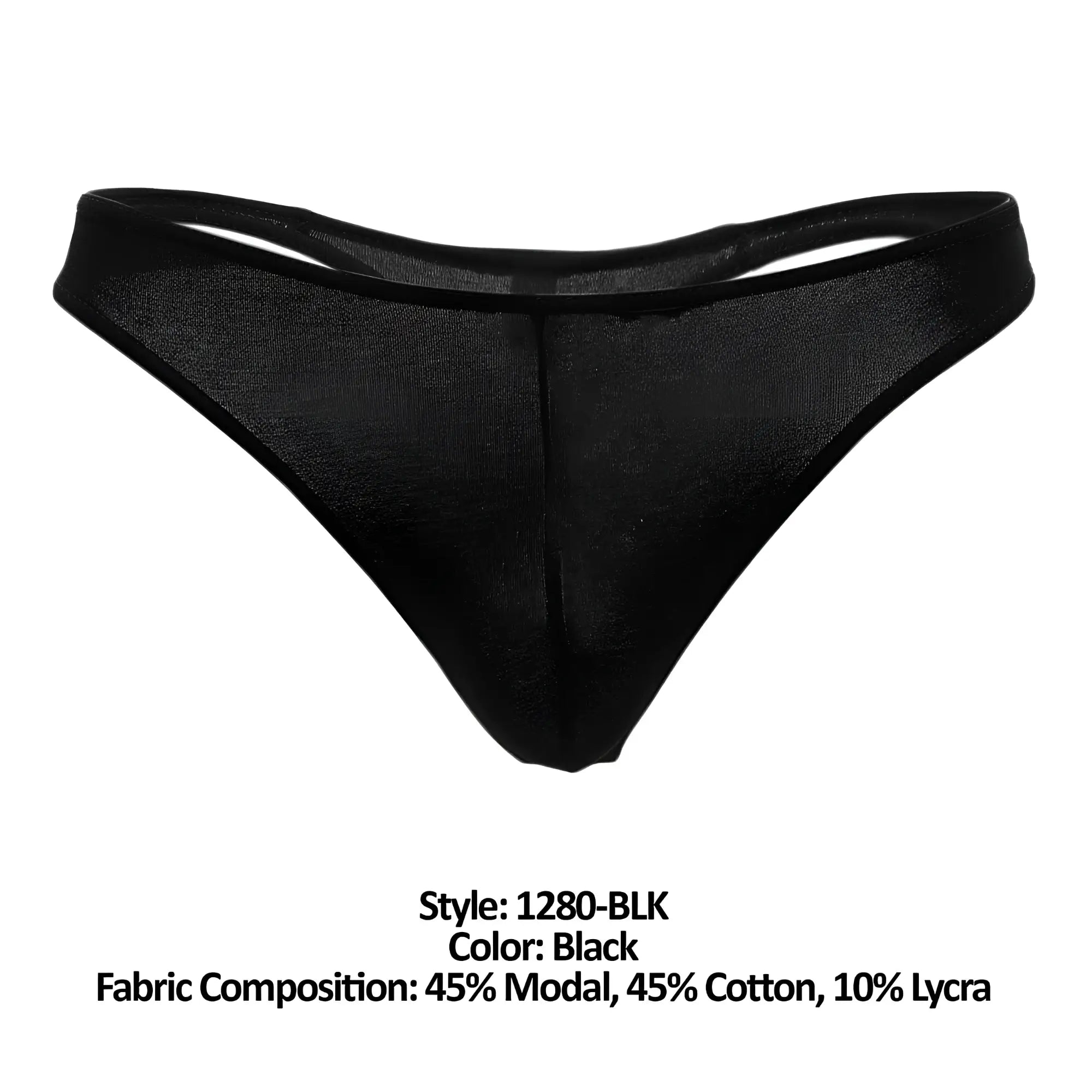 Doreanse 1280-BLK hang-loose black sheer mesh thong with smooth form-fitting design shown from the back side