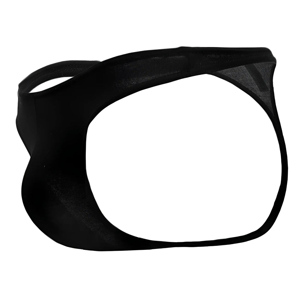 Black sheer mesh Doreanse 1280-BLK hang-loose thong with smooth form-fitting design shown from the back side