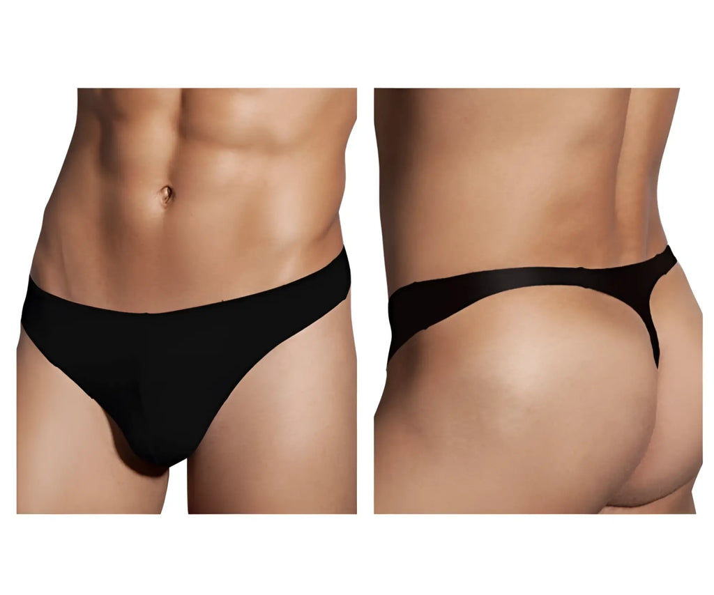 Black doreanse 1280-BLK hang-loose thong with smooth seamless design and comfortable fit in black color