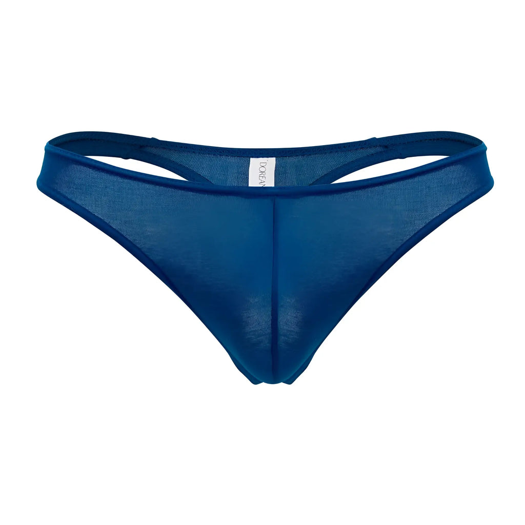 Deep blue sheer mesh thong with central seam and thin waistband by Doreanse 1280-BLU hang-loose thongs