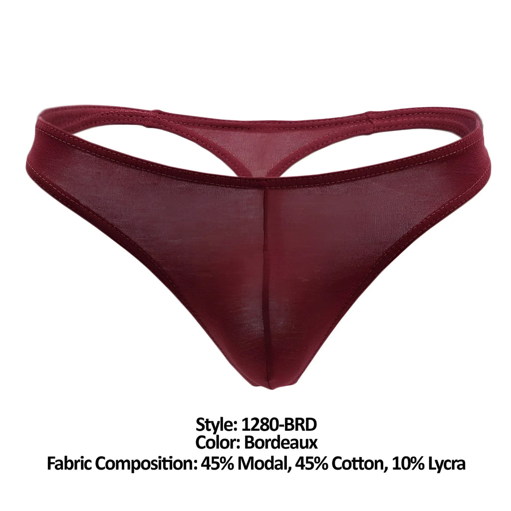 Doreanse 1280-brd hang-loose thong in bordeaux sheer modal cotton lycra blend shown from the back side