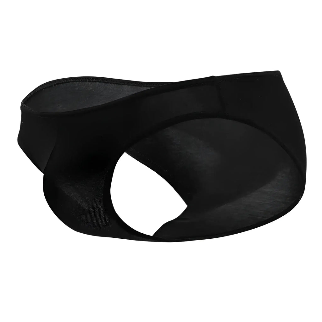 Doreanse 1281 BLK hang-loose bikini brief black seamless men’s underwear with smooth stretchy fabric back view