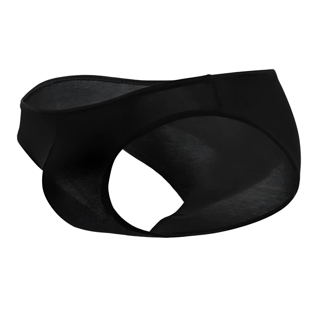 Doreanse 1281 BLK hang-loose bikini brief black seamless men’s underwear with smooth stretchy fabric back view