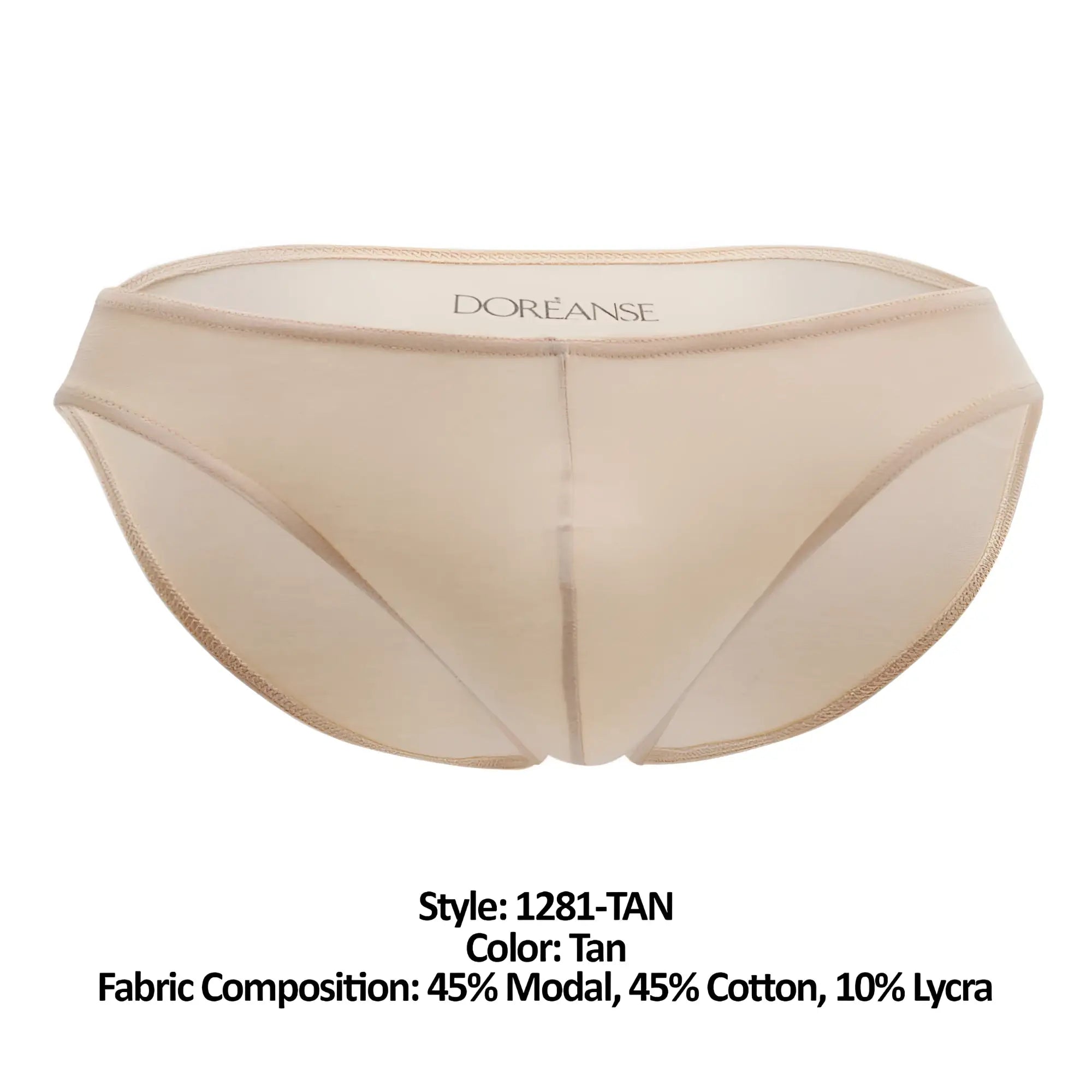 Tan doreanse 1281 hang-loose bikini briefs in tan made of 45% modal 45% cotton and 10% lycra shown from the back