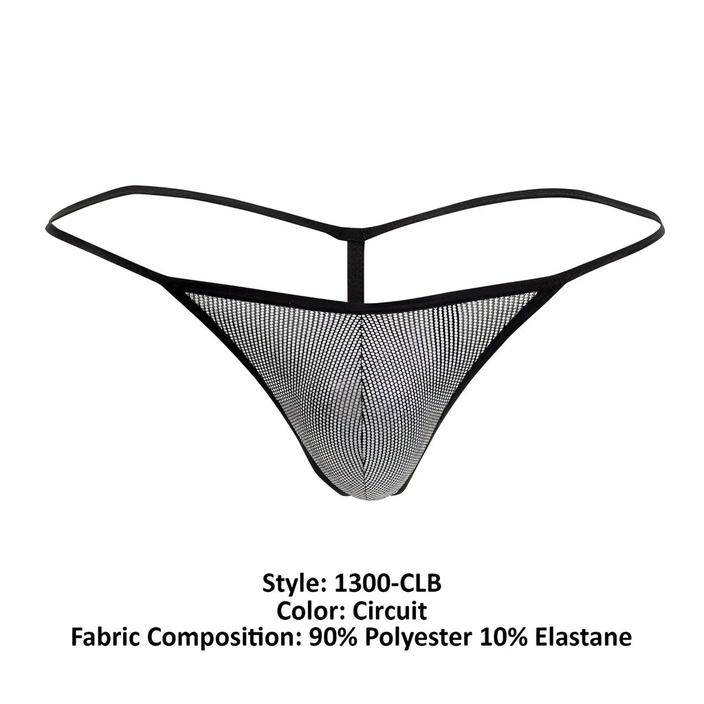 Black mesh thong with sleek form-fitting design and thin elastic straps shown from the back in Doreanse 1300-CLB Disco Thongs color circuit