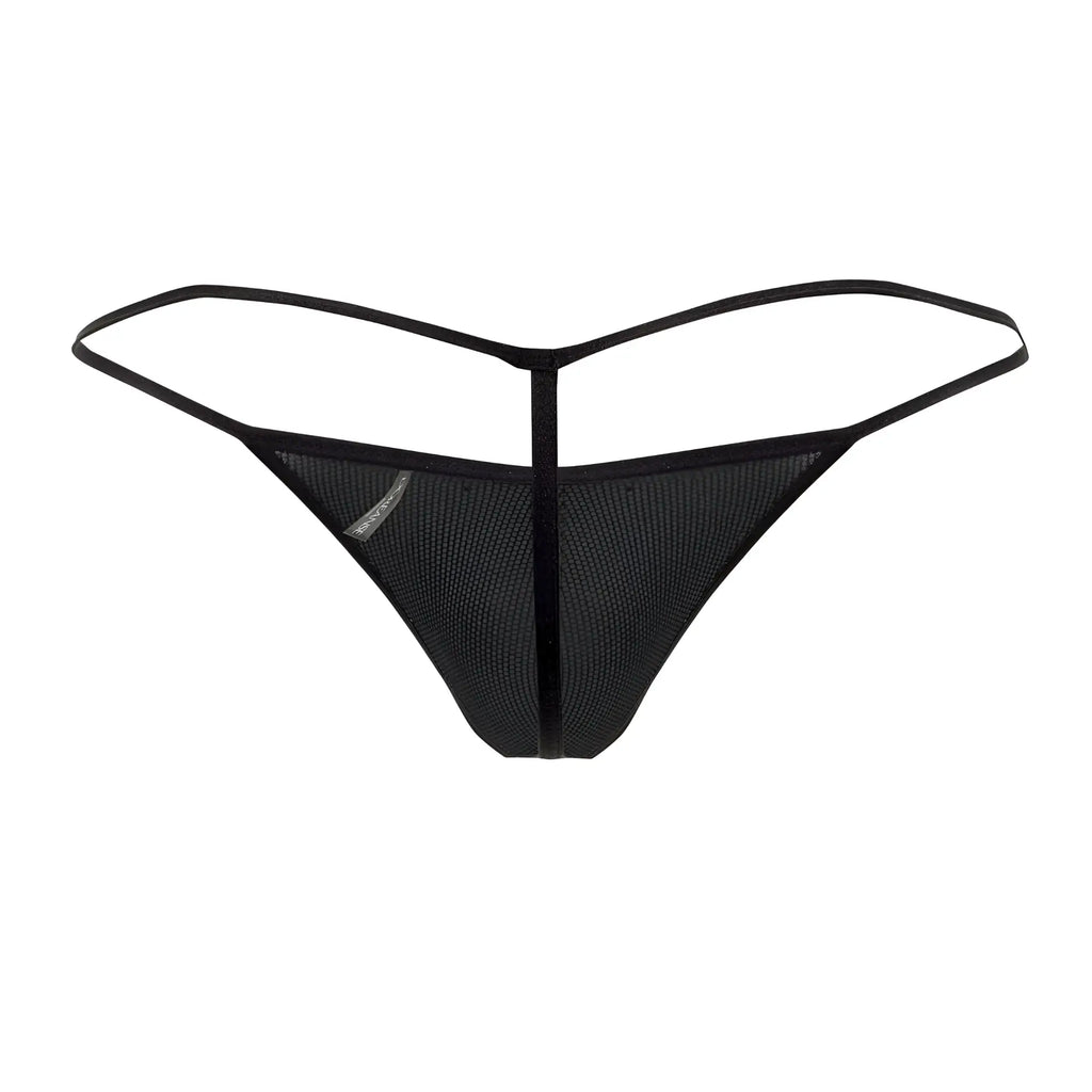 Black mesh thong with thin sleek straps and central seam from doreanse 1300-rbw disco thongs color rainbow