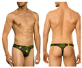 Men’s doreanse 1303-prn camosaic thong briefs in green and yellow camouflage pattern for comfortable daily wear