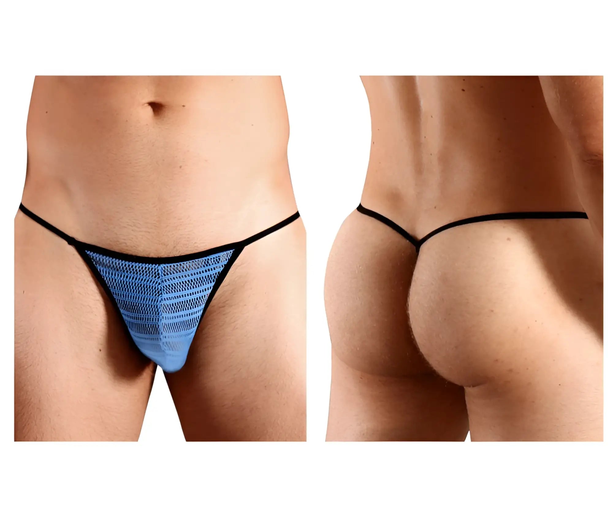 Blue doreanse 1306-bu mesh g-string thong with black trim made of breathable mesh fabric for comfortable wear