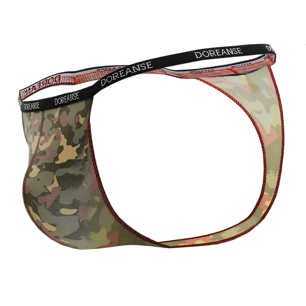 Doreanse 1312-PRN camouflage printed men’s briefs with black elastic waistband and white brand lettering