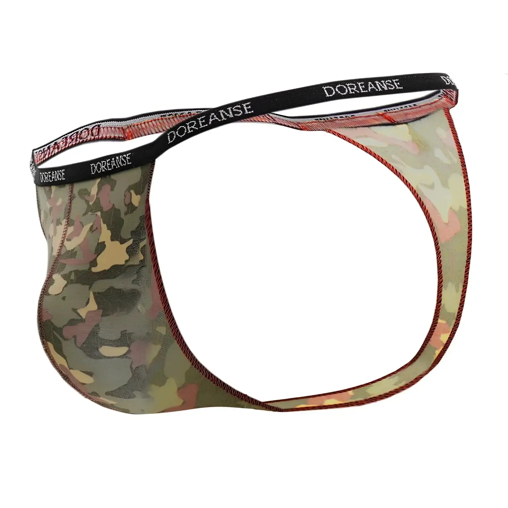 Doreanse 1312-PRN camouflage printed men’s briefs with black elastic waistband and white brand lettering